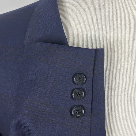 Tommy Hilfiger 54R Sport Coat Worsted Wool Blend Plaid Blue Two Button Vented - Picture 5 of 8